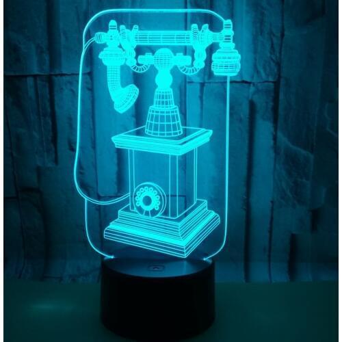 Brilliant Moderne3d Desk Lamp Creative Gift Retro Telephone7 color change Usb 3d Visual Table Lamp Factory wholesale