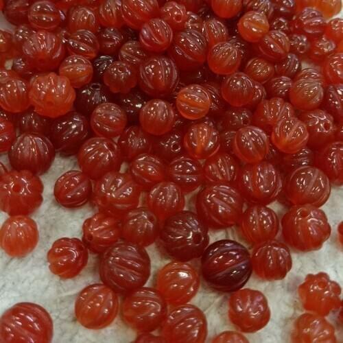 10pieces loose beads red agate carved pumpkin 8/10mm for DIY jewelry making FPPJ wholesale beads nature gem stone