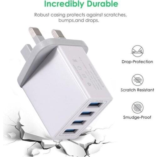 4 Multi-Port Fast Quick Charge QC 3.0 USB Hub Wall Adapter Plug Charger UK Q3D1