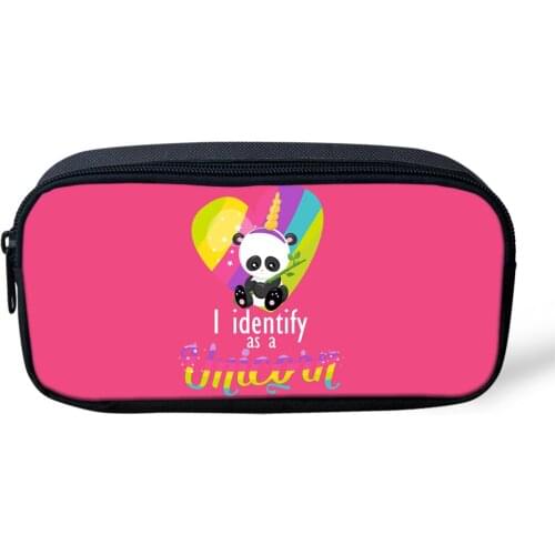 Kids Pen Bag Panda Unicorn Pattern Students Stationery Box Cartoon Animal Design School Supplies Pen Bag Girls Beautician