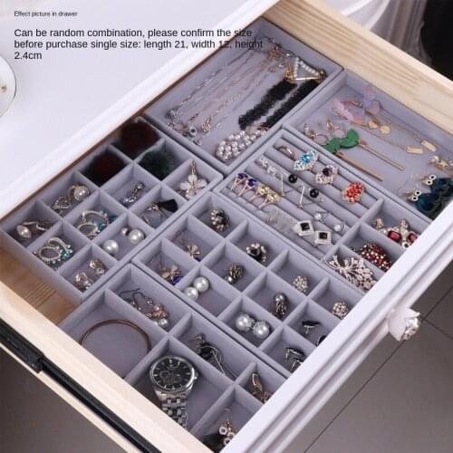 Flannel Jewelry Storage Box Household Drawer Earrings Necklace Tray Head Rope Earrings Ear Clip Display Storage Tray Box