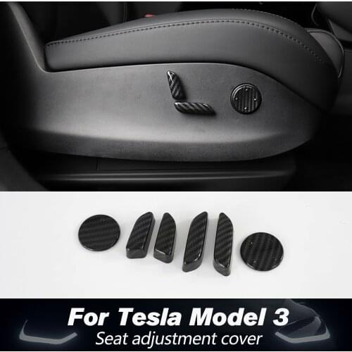 Model3 Seat Adjustment Botton Trim For Tesla Model 3 2020 Accessories Carbon Fibre ABS 6pcs For Tesla Three