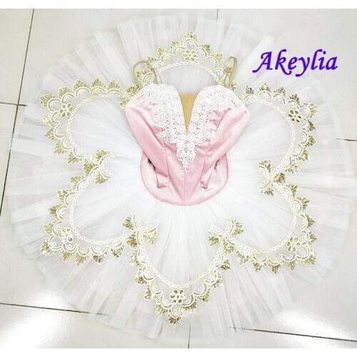 Beautiful Pink Classical Ballet Dance Tutu girls children Stiff Tulle Pre-Professional Pancake Tutu Dress for Child and Adult