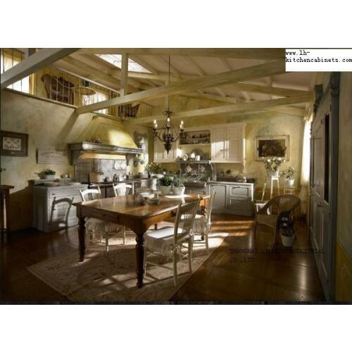 Antique style solid wood kitchen cabinets(LH-SW001)