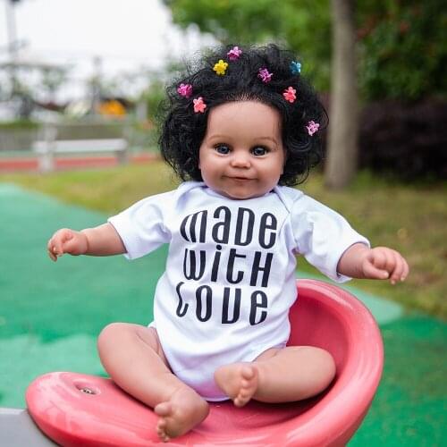Hoomai 20" New Style Reborn Baby Doll Black Skin Lifelike Newborn Girl Doll Bonecas for Childrens Gifts