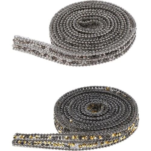 Ribbon 1 Yard Sewing Trim Crystal Motif Hot Fix Resin Rhinestone Ribbon Appliques Dresses Shoes 10mm