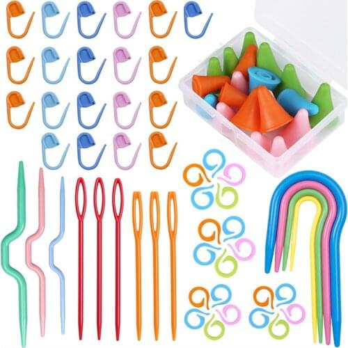 LMDZ Knitting Crochet Locking Stitch Markers and Knitting Needles Point Protectors For DIY Knitting Tools Sewing Accessories