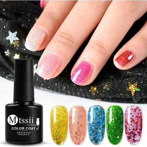 Mtssii 7ml Glitter Nail Gel Polish Multi-color Glitter Sequins Shine Soak Off Uv Gel Nail Art Gel Polish Nails Varnish Lacquer