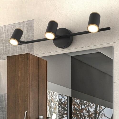 Nordic Black/White Mirror Cabinet Light 9W 54cm AC90-265V Wall Sconce Lamp Restroom Makeup Lighting Waterproof