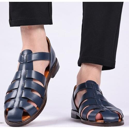 New Men Sandals Plus Size Leather Sandals Summer Leisure Beach Holiday Sandals 2021 New Outdoor Comfortable Casual Sandals Men