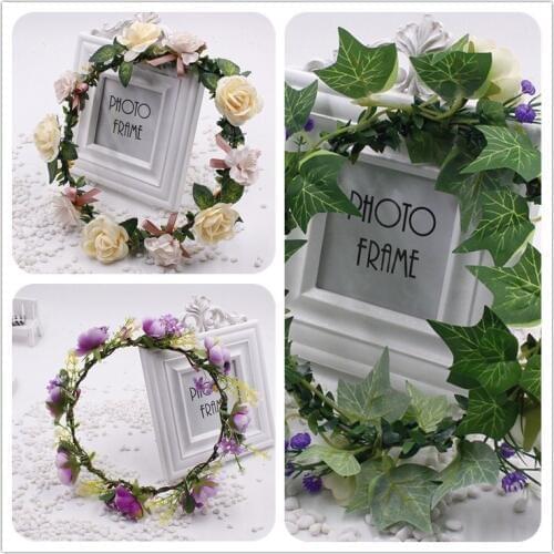 New fashion women handmade Rose Flower Wreath Crown Garland for Wedding Festivals Girl Rose Wreath Headpiece Boho Floral crown