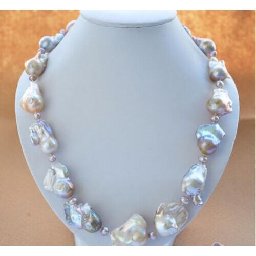 HUGE Clasp 20' 15x20mm PINK LAVENDER BAROQUE KESHI REBORN PEARL NECKLACE