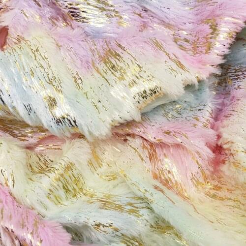 10mm long Plush PVC velvet Fabric Colourful gradual tie dyeing gold tree pattern toy pillow shoe material plush cloth