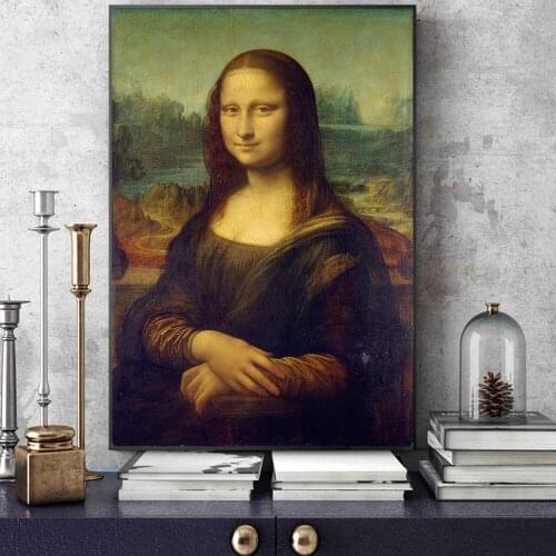 Smile of Mona Lisa Portrait Canvas Painting Classical Da Vinci Famous Prints and Posters Wall Art Pictures for Living Room Decor