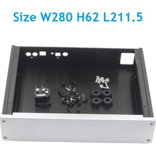 All Aluminum Rear Chassis W280 H60 D211.5 Preamp DAC DIY Preamplifier Power Amplifier Housing 2806 Decoder Case Enclosure