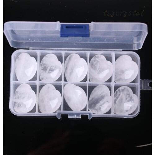 Natural Transparent White Crystal Peach Heart Gemstone Decorative Jewelry with Box