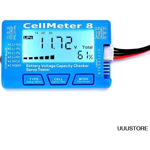RC CellMeter 8 Multifunctional Digital Power Servo Tester 2S-8S For Li-Po,Li-lon,Li-Fe,NiCd,NiMH RC Drone Spare Parts