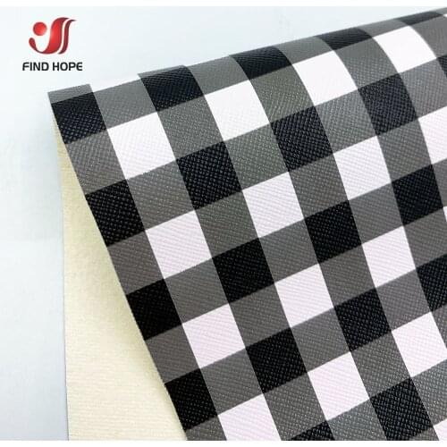 Gray White Plaid Vinyl PU Leatherette Fabric Faux Leather DIY Craft Brooch Hair Bows GIFT Handmade Earring Shoes Decor Material