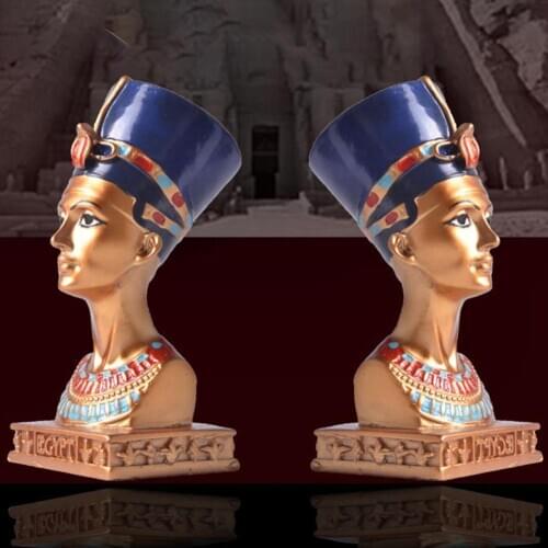 1Pc Retro Style Egyptian Queen Design Bust Statue Eco-friendly Resin Figurine Home Studio Decor Table Ornament