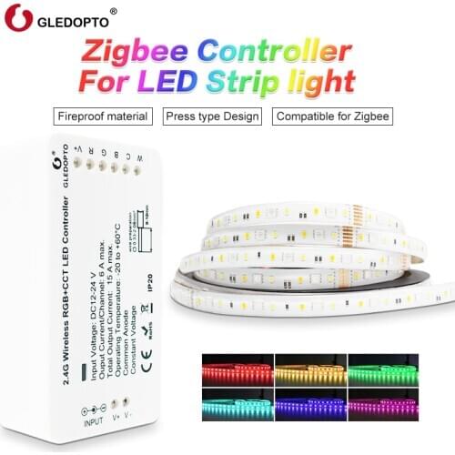ZigBee zll Smart RGBCCT LED Strip Kit with RGBCCT Strip WiFi Controller APP Voice Control Work with Echo Plus Alexa Smartthings