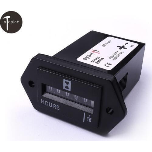 SYS-1 1Pcs Black DC 10-80V Digital Display DC Rectangle Generator / Engine Sealed Hour Meter Counter Hourmeter for Car Boat