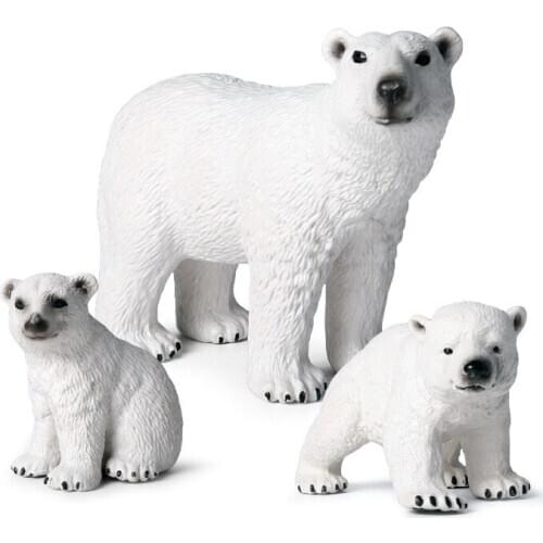 Solid Polar Bear Family Animal Figure Collectible Toys Wild Animal Action Figures Kids Plastic Cement Toys