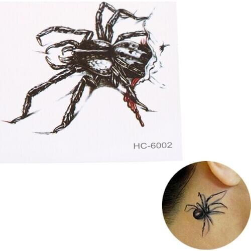 Waterproof Temporary Tattoo Stickers Black Spider Design Fake Tattoos Transfer Stickers Cool Man Tattoo Stickers Body Art Decor