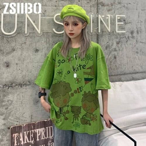 2019 women t shirt Harajuku bf wind strange cartoon print half-sleeve gothic trend womens short-sleeved t-shirt