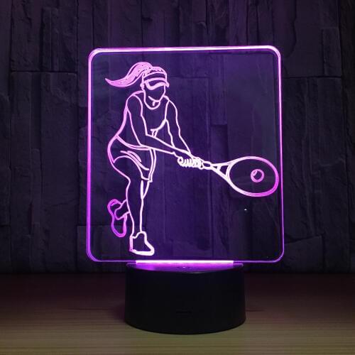 Women Tennis 3d Lamp Colorful Touch Led Sport Stereo Vision 3d Nightlight Fixtures Novelty Luminaria Led Led Night Light