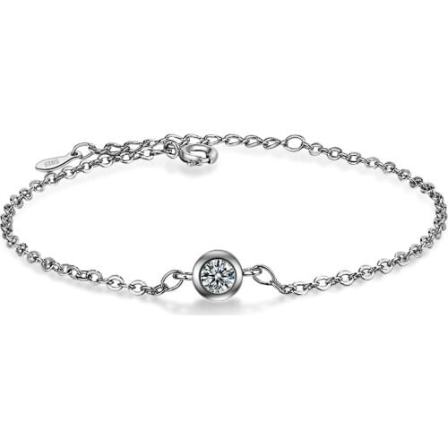Fashion 925 Sterling Silver Zircon Round Bead Charm Adjustable Link Chain Bracelets For Women Jewelry Accessories sl316