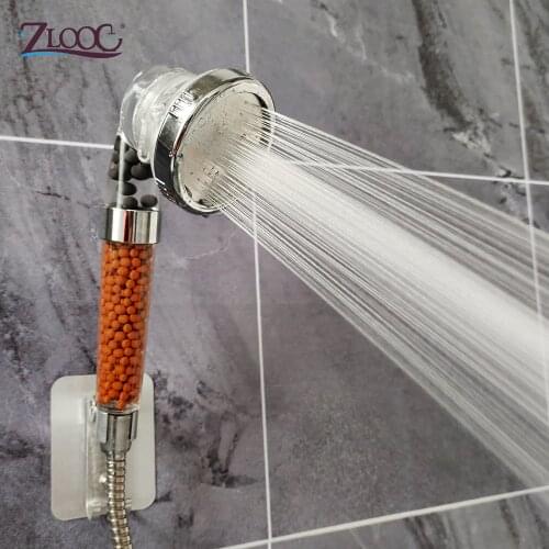 Zloog 3 Modes Adjustable Bathroom Shower Head Jetting Saving Water Anion Filter High Pressure Shower Heads SPA Nozzle