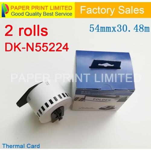 2 Rolls Generic DK-N55224 Label Non-Adhesive 54mm*30.48M Compatible for Brother Printer QL-570/700 All Come with Plastic Holder