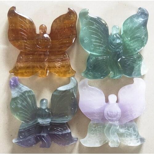 3inch Crystal Fairy Butterfly Natural Green Fluorite Quartz Nymphora Yellow fluorspar Gems Butterfly Maiden Healing Reiki Gift
