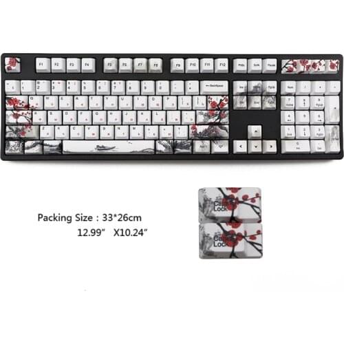 5 Sides Dye-Sublimation 110 Keys PBT OEM Russian Keycap Wangjiang Plum Blossom