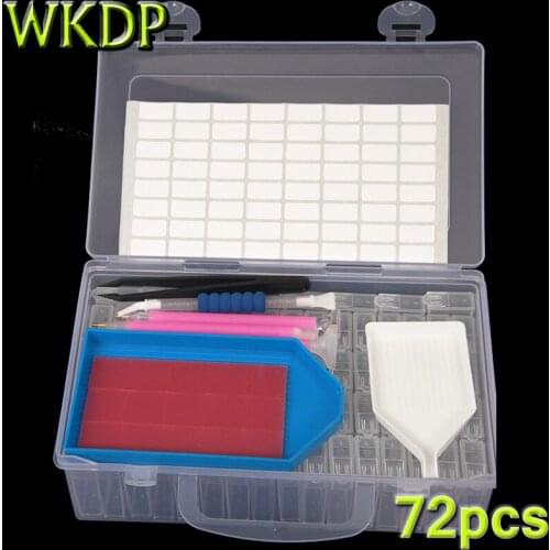 New Arrilval 72pcs Transparent Plastic Storge Box For 5D DIY Diamond Painting Embroidery Accessories Moasic Tools With Stickers