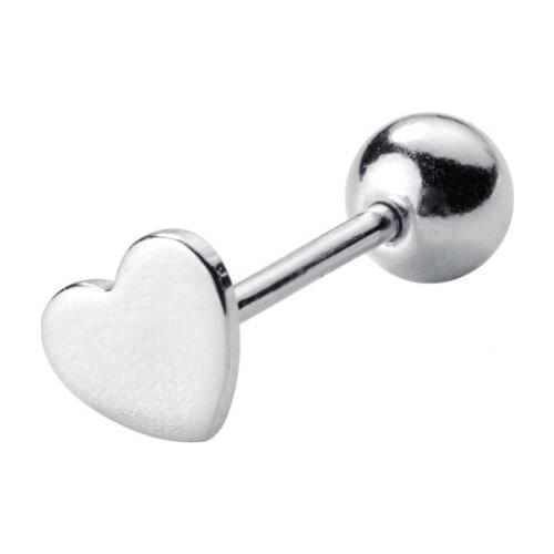 925 Sterling Silver Tiny Heart Stud SINGLE Earring Screw Back Women Jewelry A1993