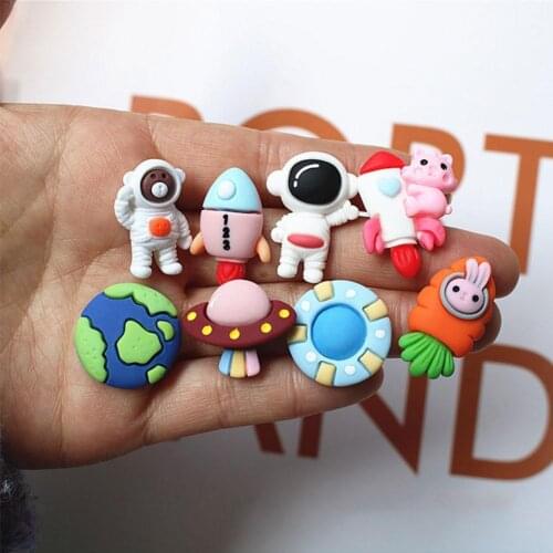Dollhouse Accessories Mini Cartoon Rocket Astronaut Flying Saucer Space Cream Mobile Phone Cover Diy Material Necklace Brooch