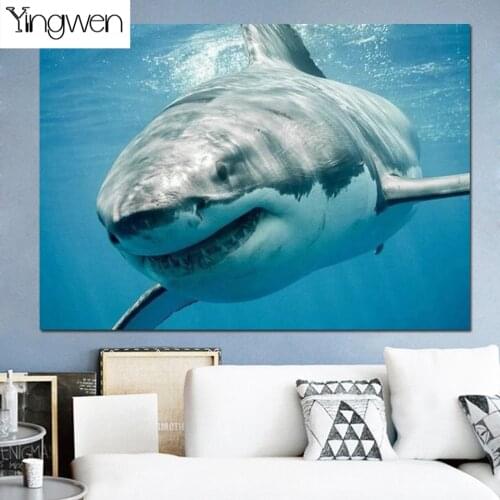 DIY 5D Diamond Painting Animal Great White Shark Diamond Embroidery Full Square Round Drill Mosaic Cross Stitch Home Decoration