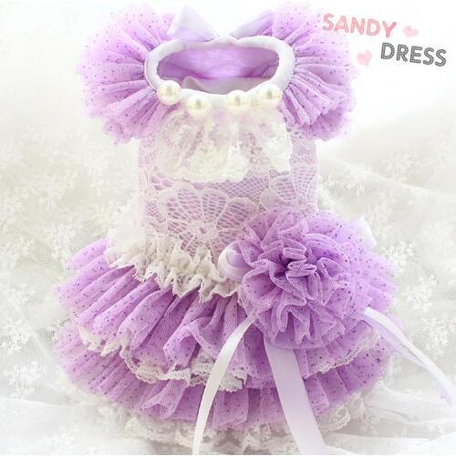 Free Shipping ZLOVEPET HANDMADE Dog Clothes Light Graceful Purple Soft Yarn Dog Dresses Kitten Pet Evening Party Poodle Puppy