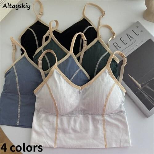 Camis Women Slim Design Cropped 4 Colors Simple All-match Female Comfortable Popular Ulzzang Fashion Leisure Clothing Summer New