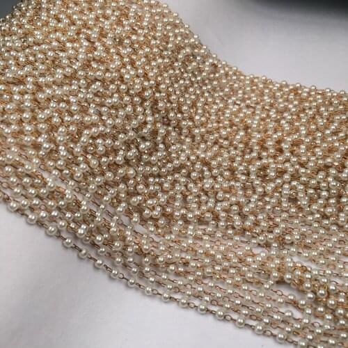 1 Meter Fashion Handmade Plastic Pearl Copper Chain Beads Chains for Jewelry Making DIY Necklace Bracelet Anklet Accessories