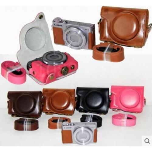 PU Leather Case Shoulder Bag Hard Bags with Strap For Canon G9X G9 x Mark II 2 Digital Camera