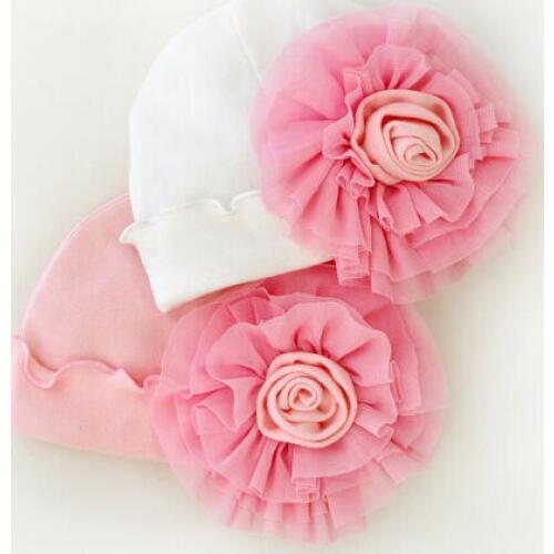 Newborn Infant Baby Girl Lace Beanies Hat Kids Stretch Soft Cotton Hospital Cap Big Flower Princess Hats