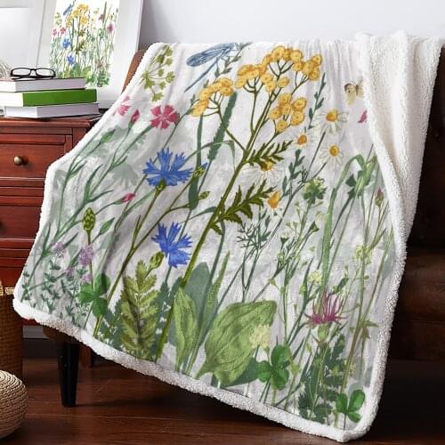 Flowers Butterfly Dragonfly Blanket for Beds Sofa Fleece Throw Blanket Winter Bedclothes Bedspread Cashmere Blanket