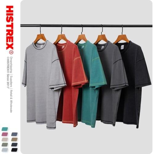 HISTREX Contrast Stitc OVERZISE 100% Cotton 190g Men T Shirt T-shirt Clothing Brand Clothing HipHop Tshirt Men Tshirt Man O0P3P