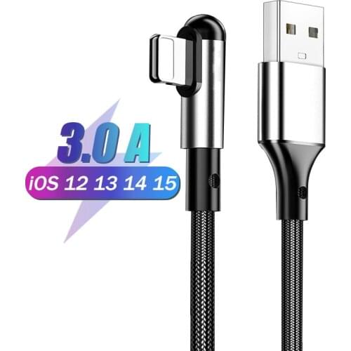 Elbow Data Cbale For iPhone 12 11 Pro Max 12 Mini XS XR 3A USB Fast Charging Cable Phone Charger Charging Cable For iPhone Cable