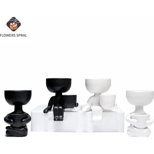 Imitation Humanoid Planting Ceramic Vases, Succulent Planting Art Vases, Desk Living Room Home Furnishings, Creative Gifts