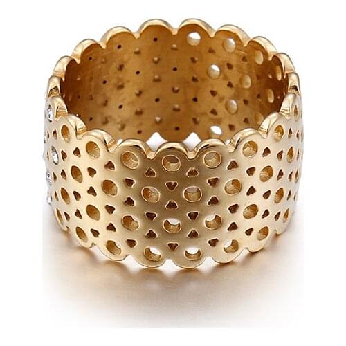 Hollow Rhinestone CZ Stainless Steel Ring Festival Gift