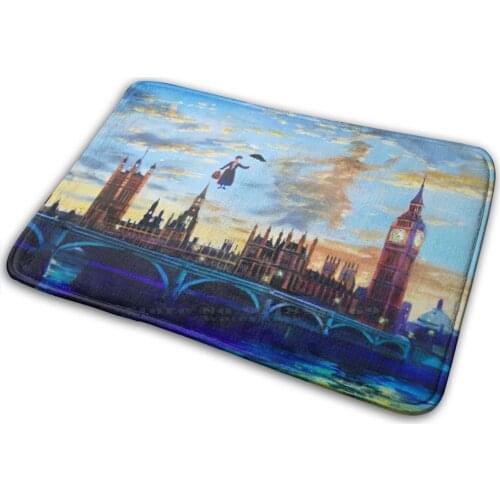 Returns To London Mat Rug Carpet Anti-Slip Bedroom Entrance Door Mat Flying Art London Gordon Bruce Art Party Gift Baby Shower