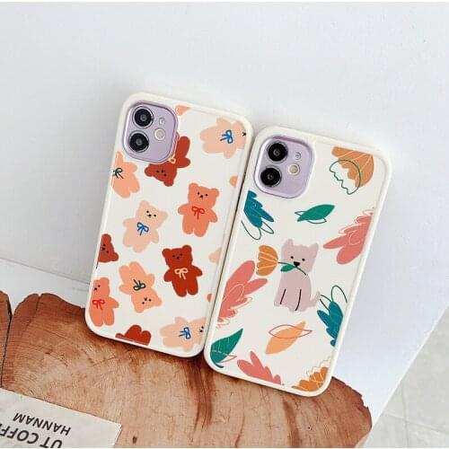 Creative Personality Cartoon Cute Bear Pattern Phone Case For iphone 7 8 Puls X XR XS 11 12 pro Max Anti-fall Soft Shell Fashion